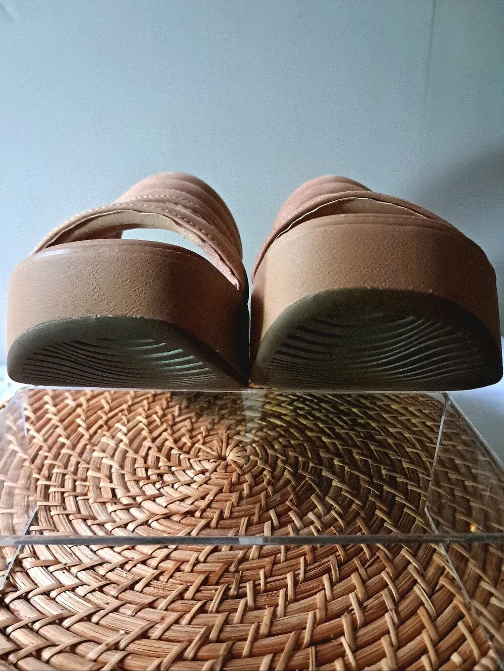 Reef Lofty Lux Hi Platform Leather Sandals Wm 9 Natural Tan LIKE NEW!